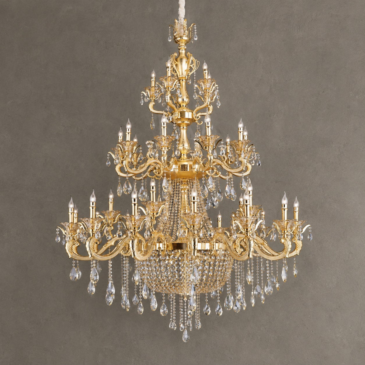 Royal Baroque Revival Vintage Chandelier Series with Waterfall Crystal