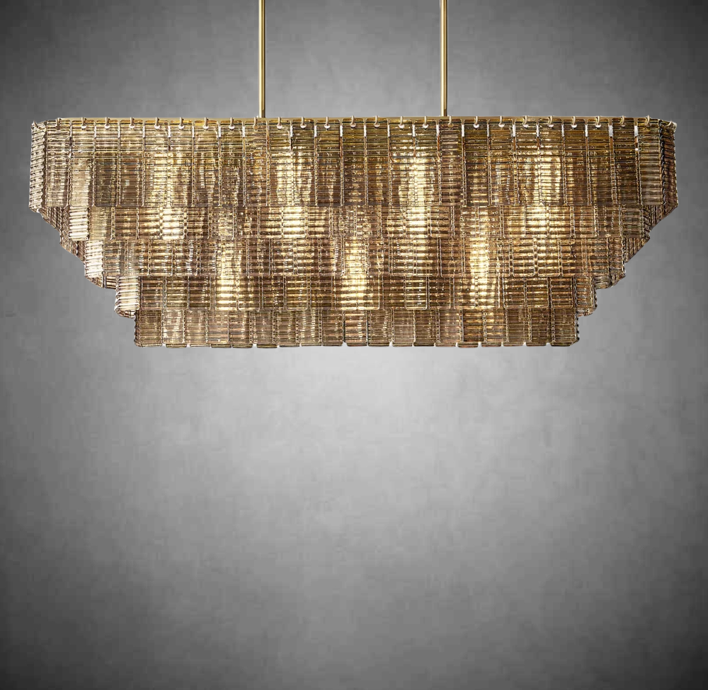 Samantha Smoke Glass Rectangular Chandelier