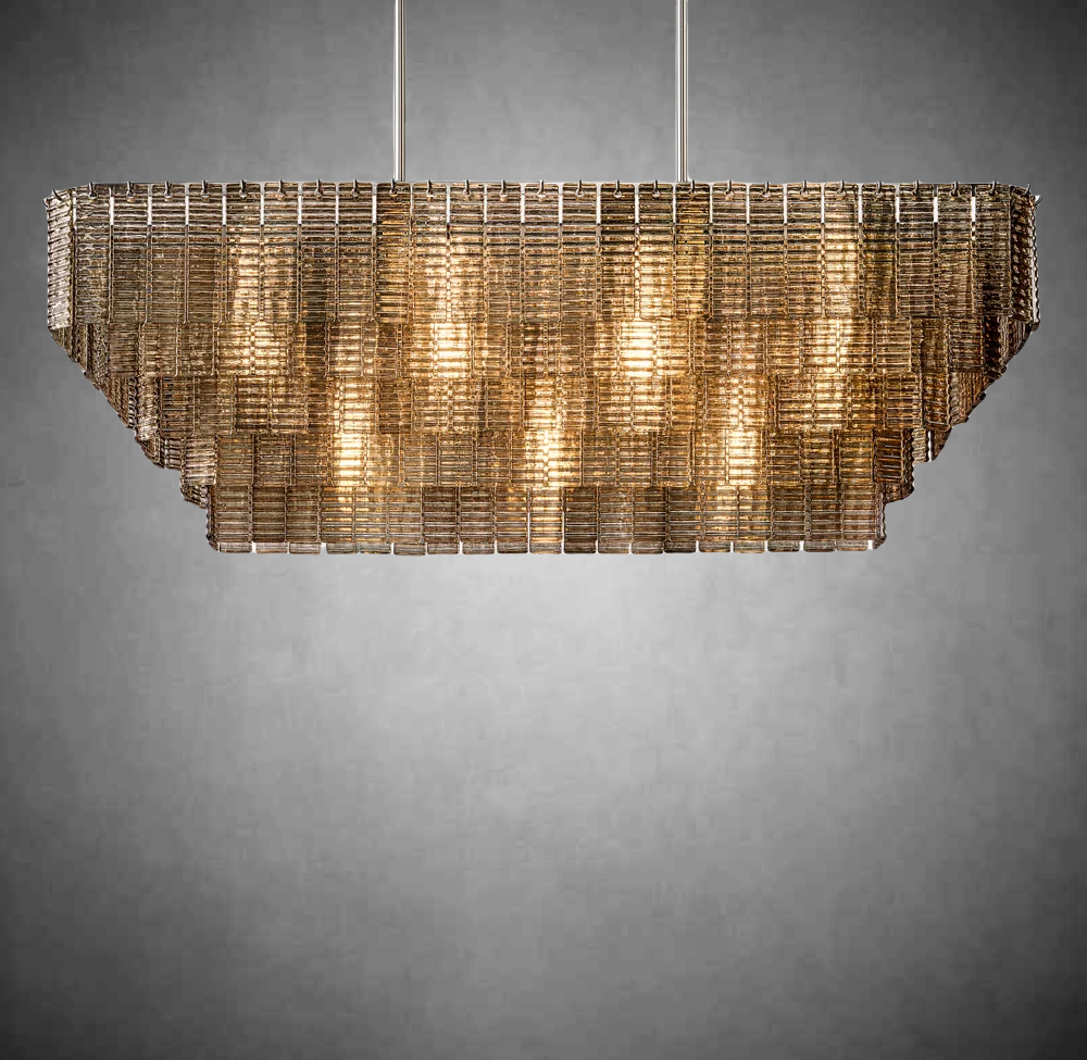 Samantha Smoke Glass Rectangular Chandelier