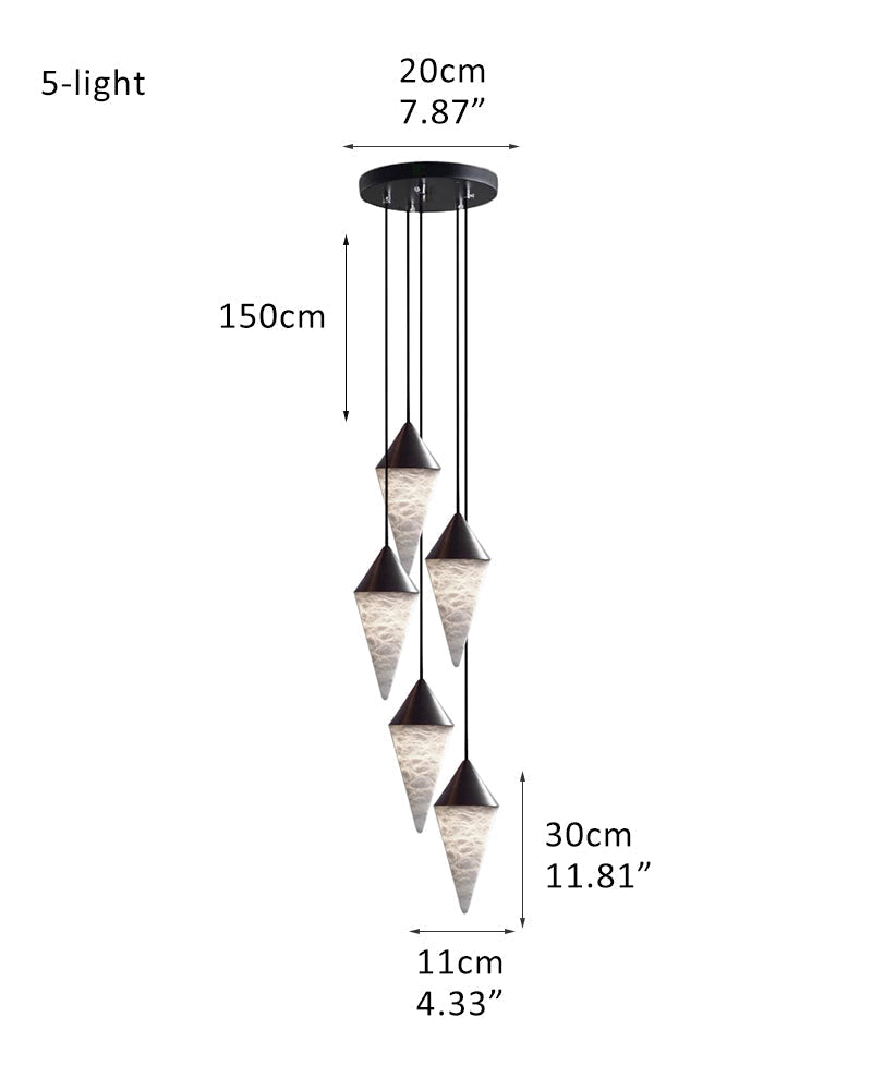 12 light Conical Cluster Minimalist Design Alabaster Pendant Light
