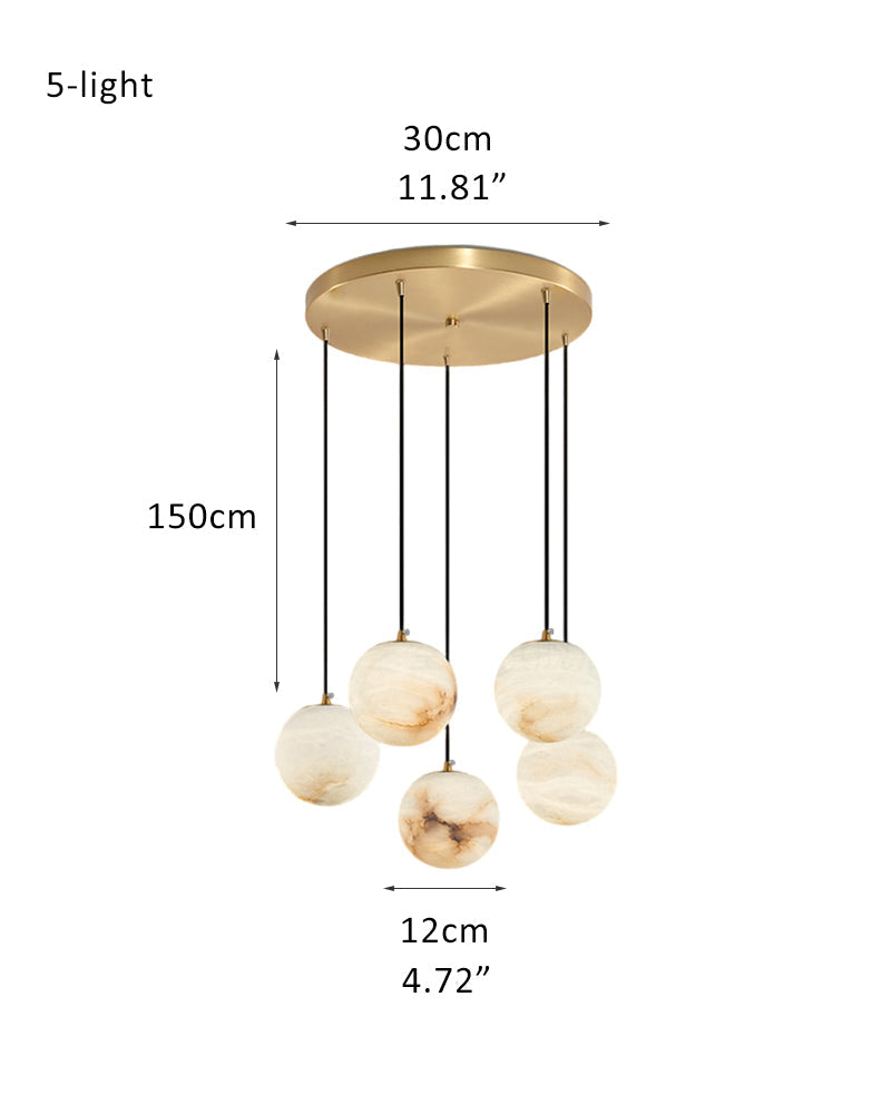 Small Alabaster Cluster Globes Ceiling Pendant Light For High Ceiling