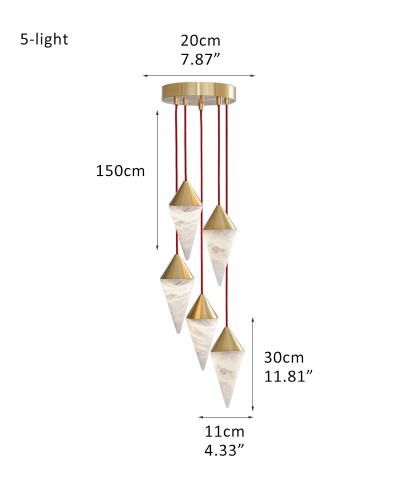 12 light Conical Cluster Minimalist Design Alabaster Pendant Light