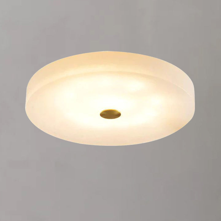 Alabaster Flush Mounted Round  Chandelier