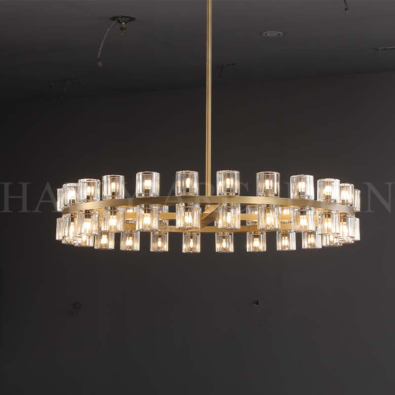 HA Harrison Crystal Round Vintage Candle Chandelier 36" Dining Room