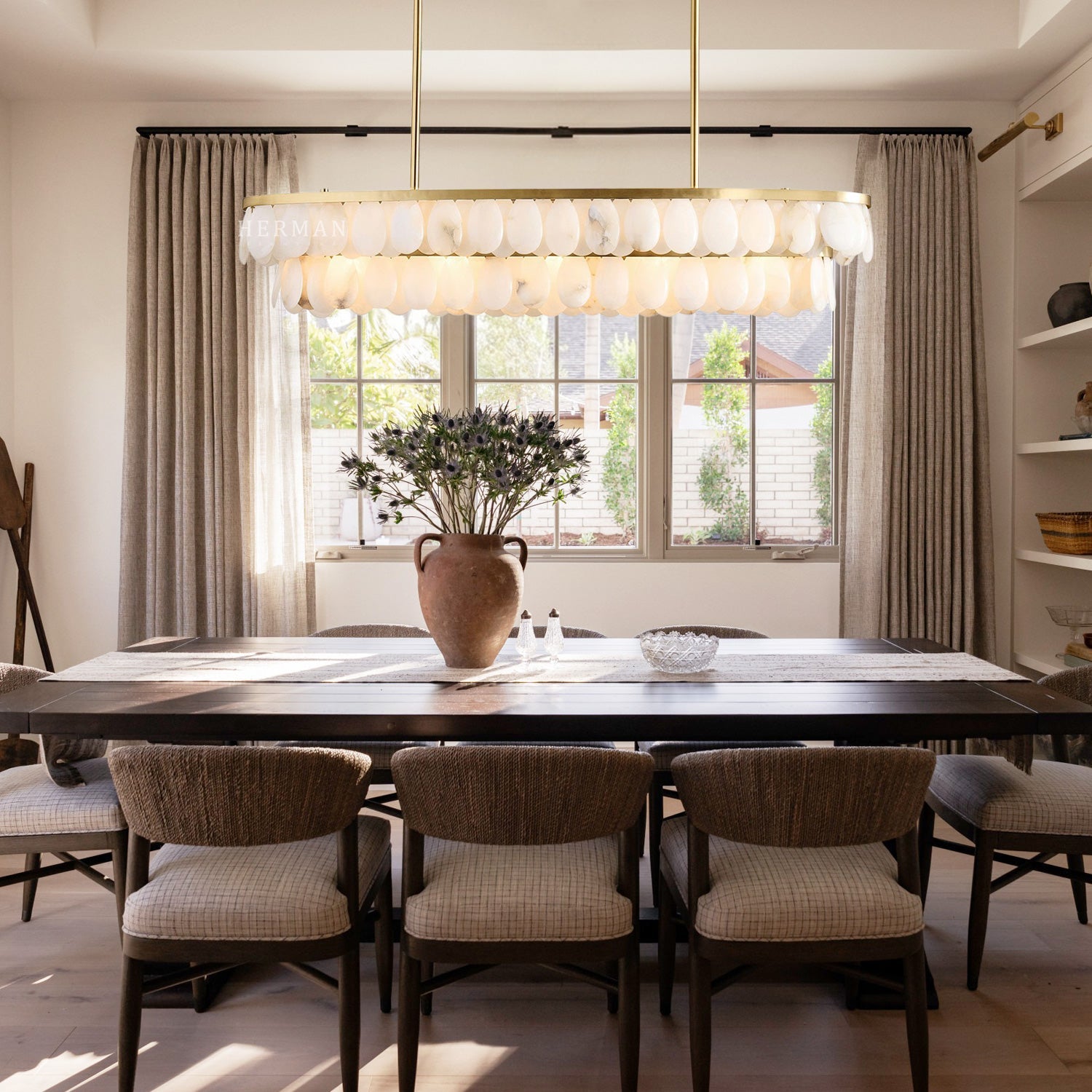 Solene Alabaster Linear Chandelier 45"
