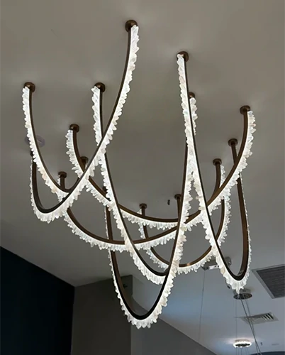 Modern High-End Curved Necklace Natural Crystal Ceiling Chandelier