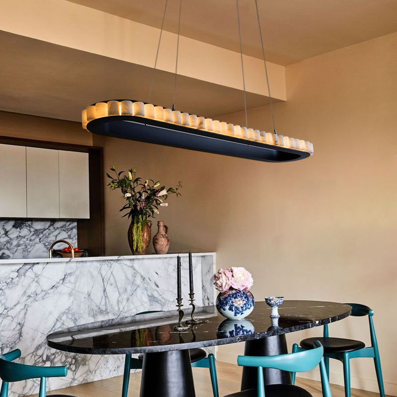 Ring Alabaster Oval Chandelier for Kitchen Island