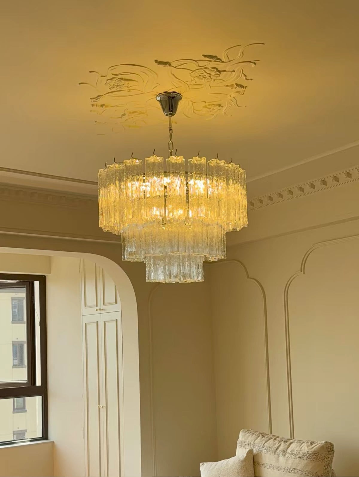 Cascade Tiered Chandelier Artisan Murano Style