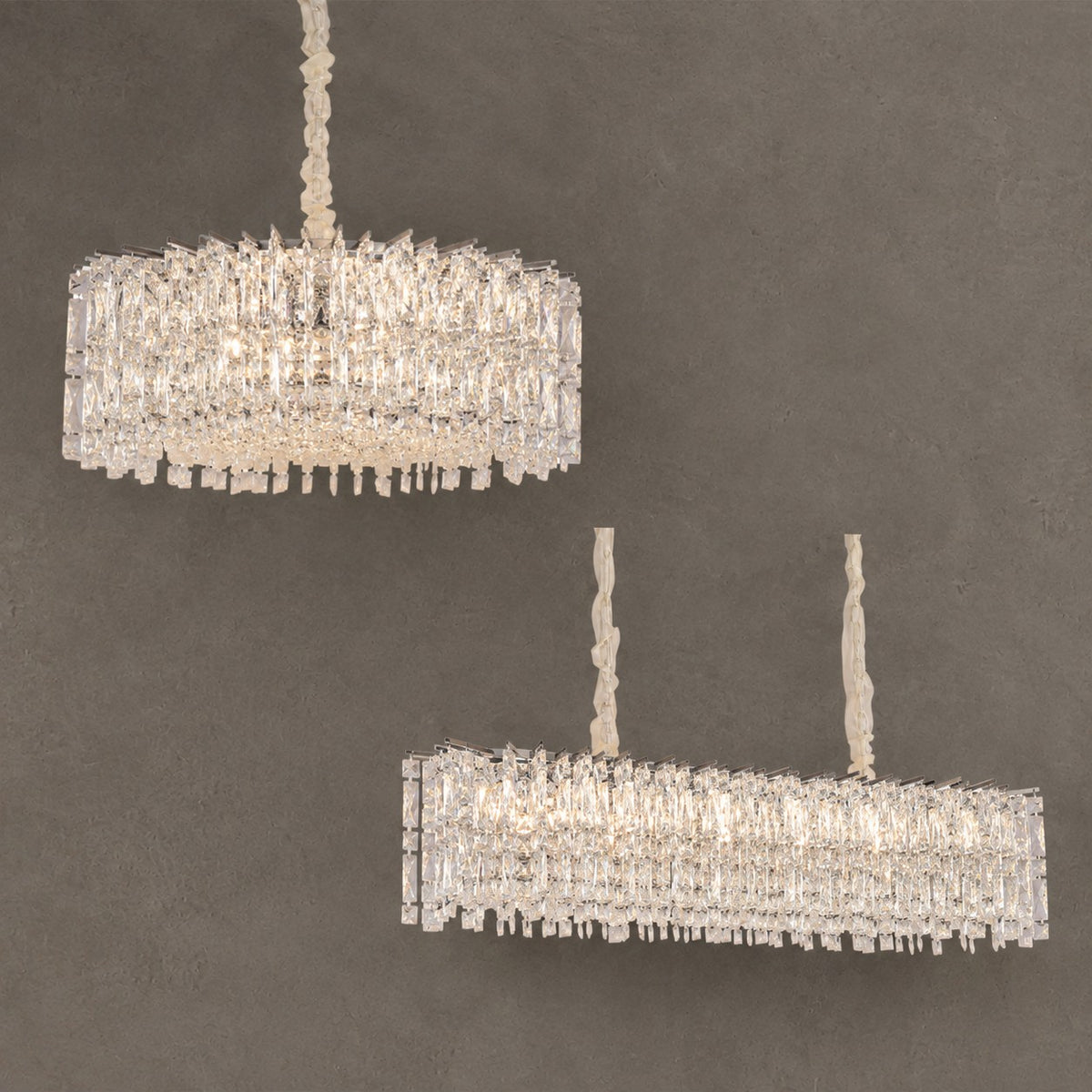 Modern Luxury Round/Rectangle Ice Crystal Chandelier in Chrome Finish for Living/Dining Room/Bedroom
