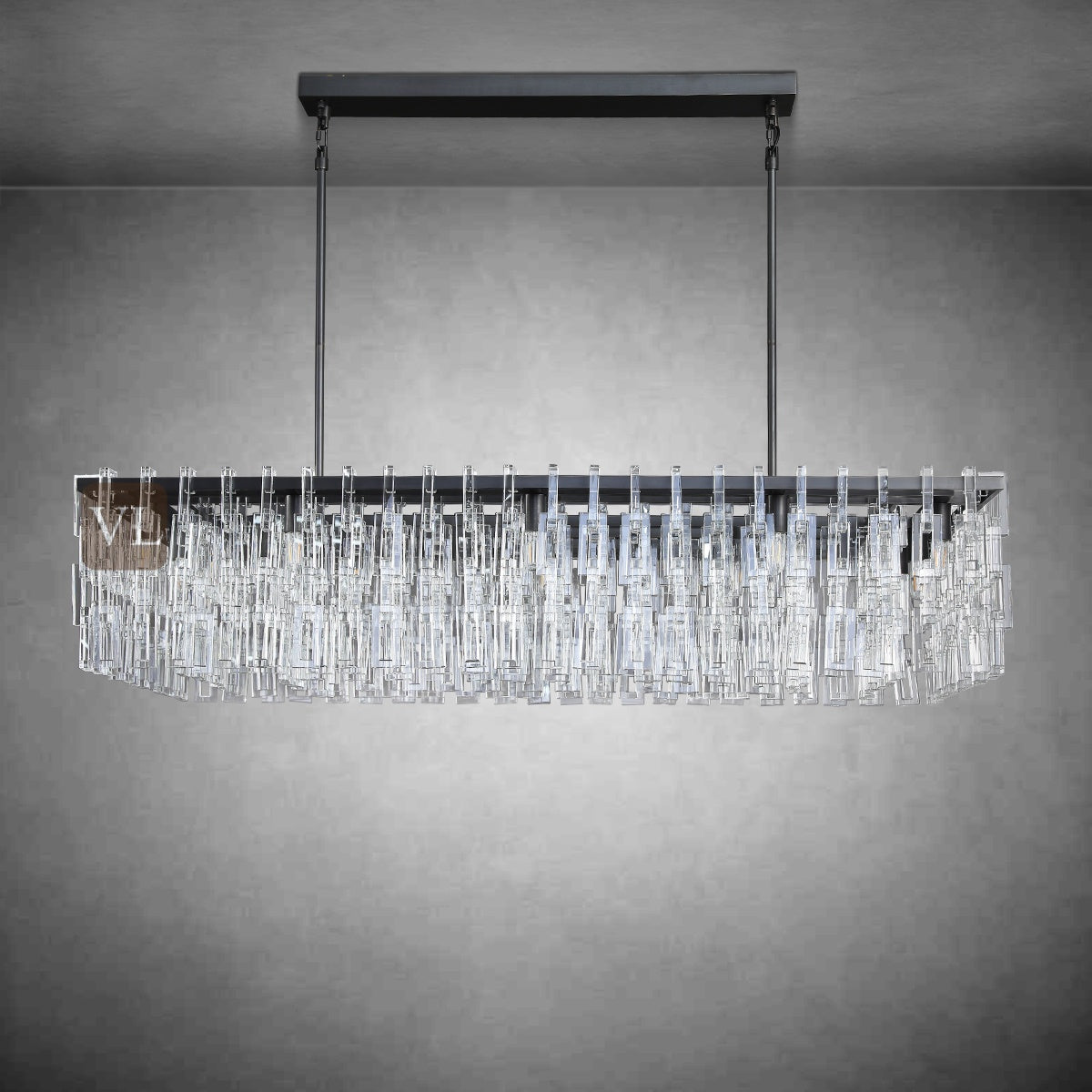 Miravon  K9 Crystal Rectangular Chandelier 60"