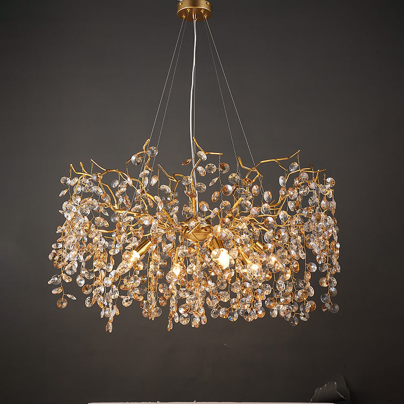 Modern Crystal Branch Chandelier for Foyer Entryway 1.5"D