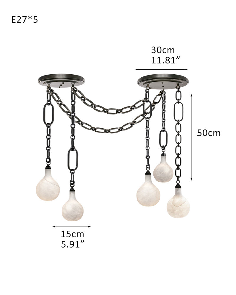 Cluster White Alabaster Globe Pendant Light with adjustable chain