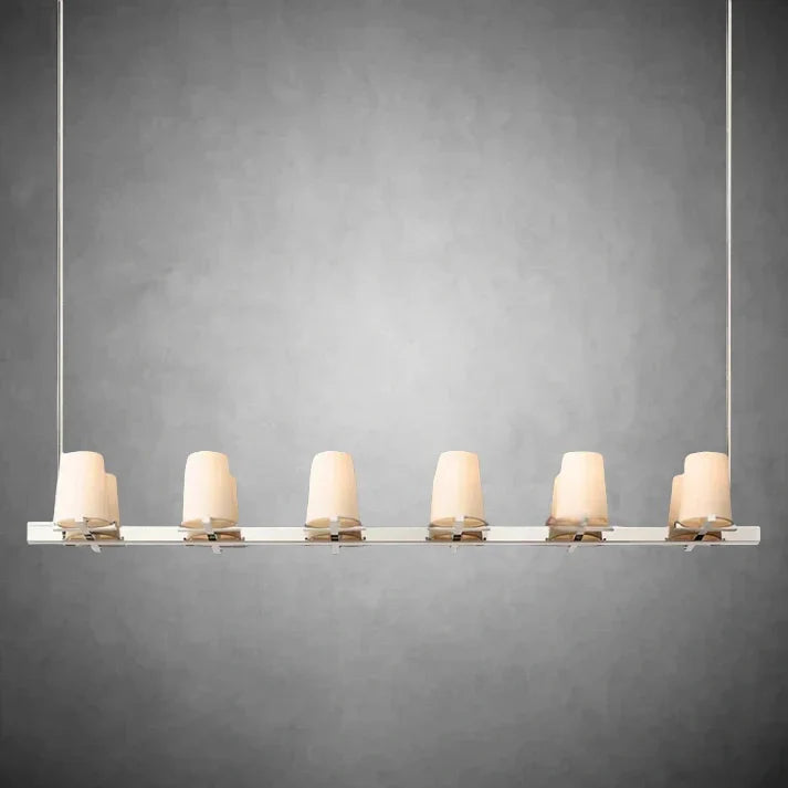 Elegant Fabric Shade Linear Chandelier: Modern Lighting for Dining Rooms & Kitchens