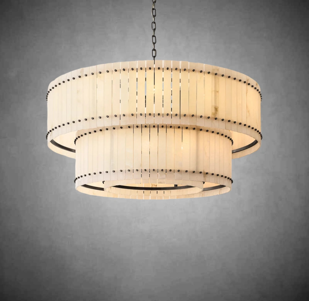 Marino Alabaster Round Tiered Chandelier