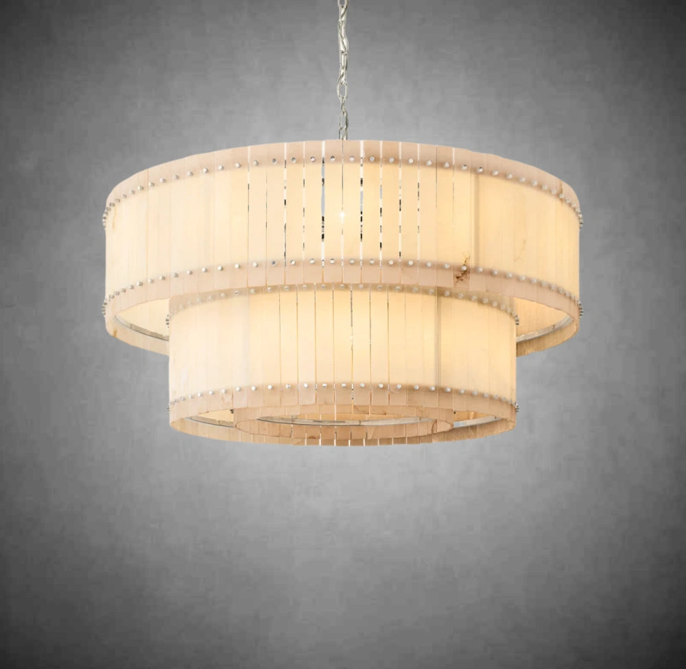 Marino Alabaster Round Tiered Chandelier