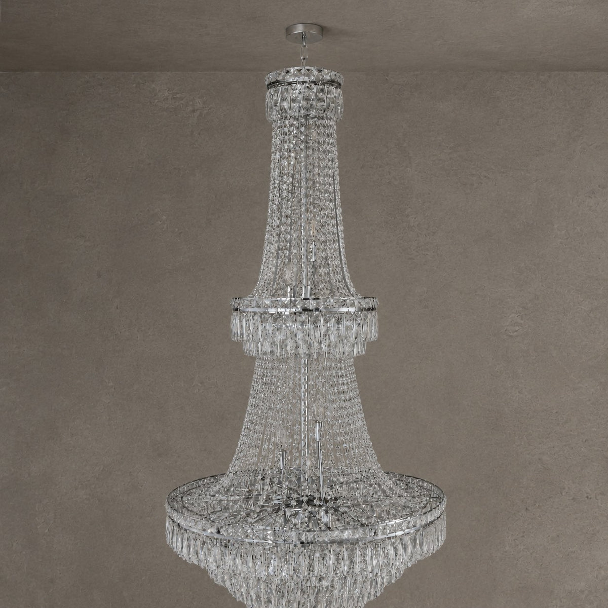 Two-Tier Square Diamond Round Pendant 780 - Silver