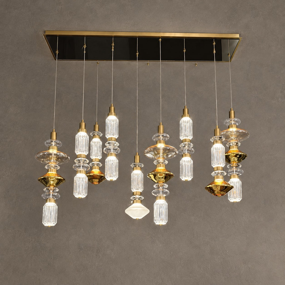 Mid-Century Vintage Suspended Glass Chandelier