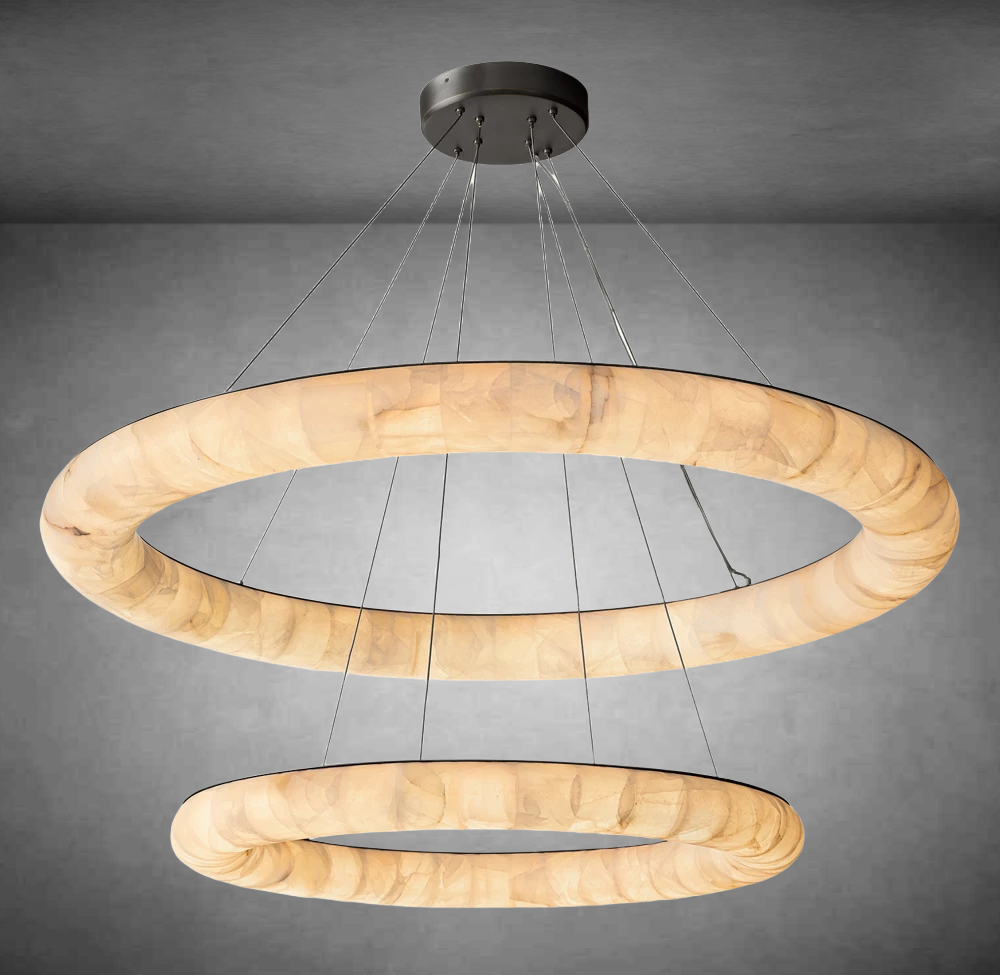 Gabriel  Lisse Two-Tiered Round Chandelier