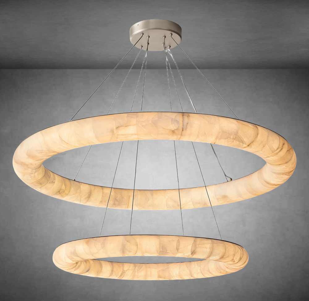 Gabriel  Lisse Two-Tiered Round Chandelier