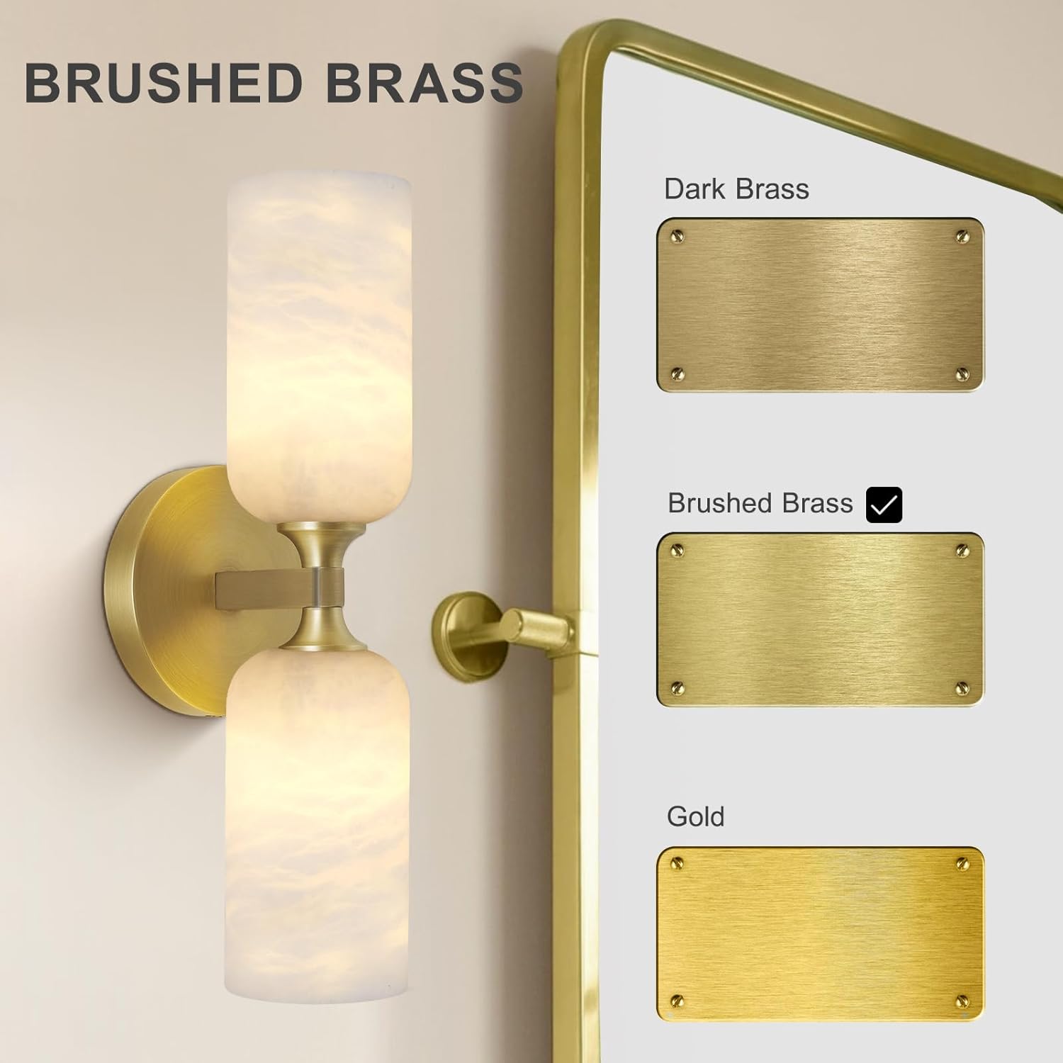 Elegant Alabaster Wall Sconce with Brass Finish 14in