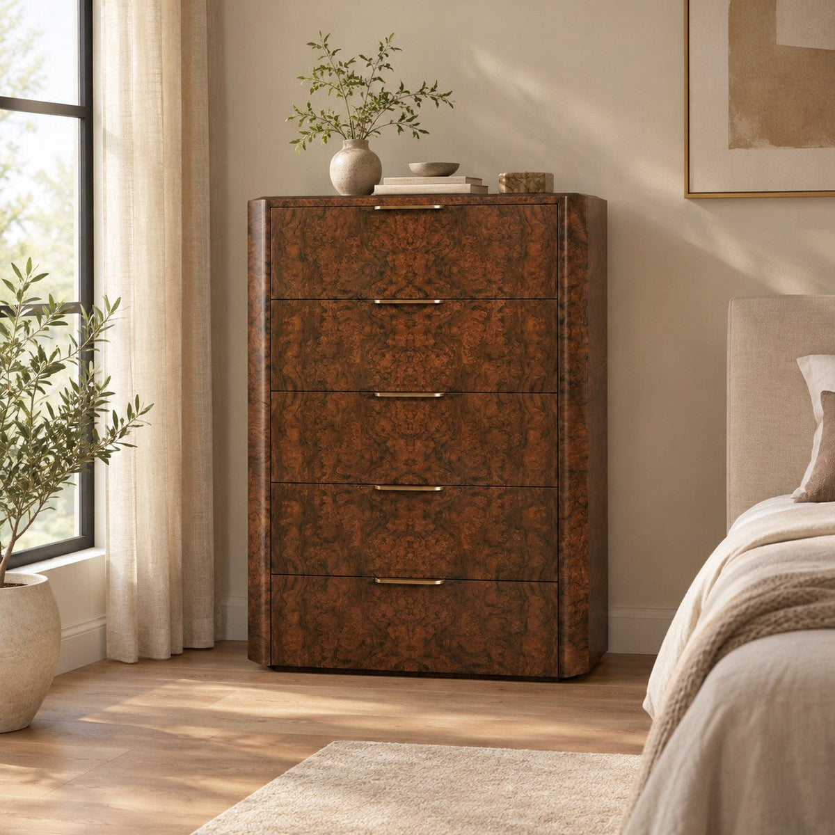 Warm Textured Wood Bedroom Chest
