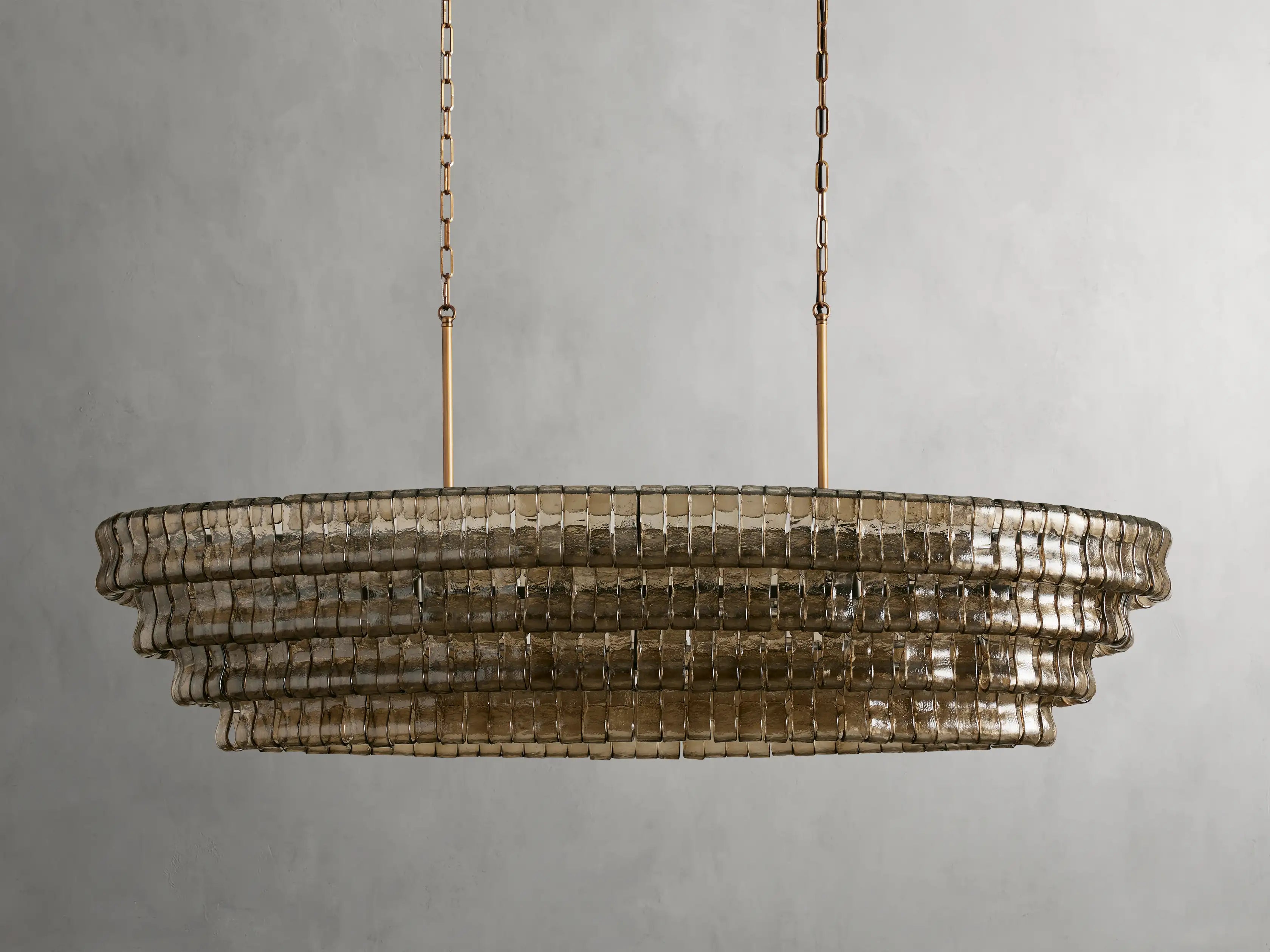 Ghiaccio Round Chandelier in Glass Brass 54"