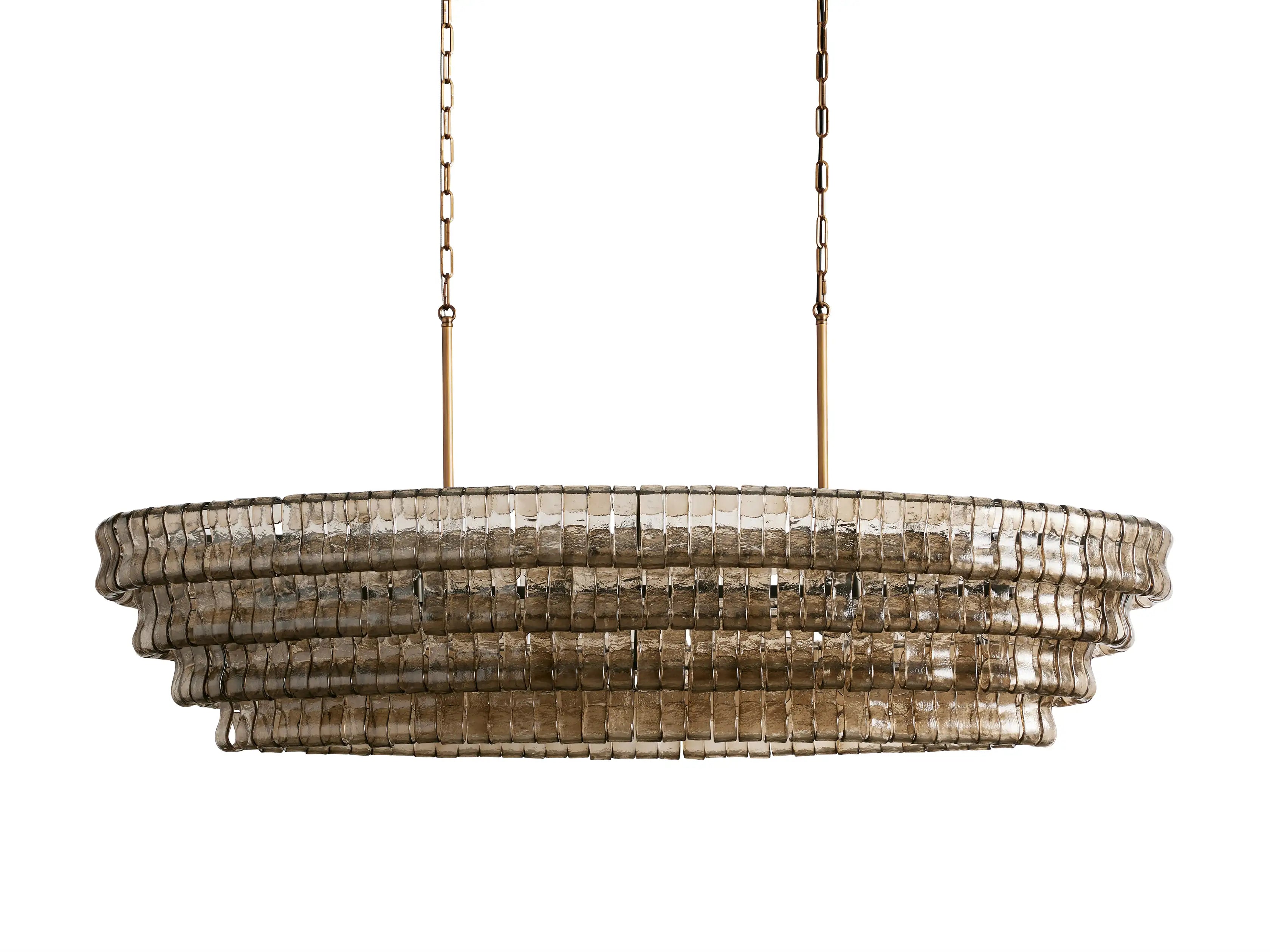 Ghiaccio Round Chandelier in Glass Brass 54"