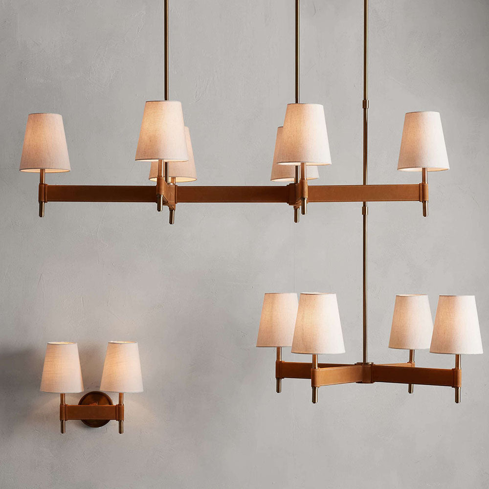 Hasting 2-Light Brass Wall Sconce with Linen Shade