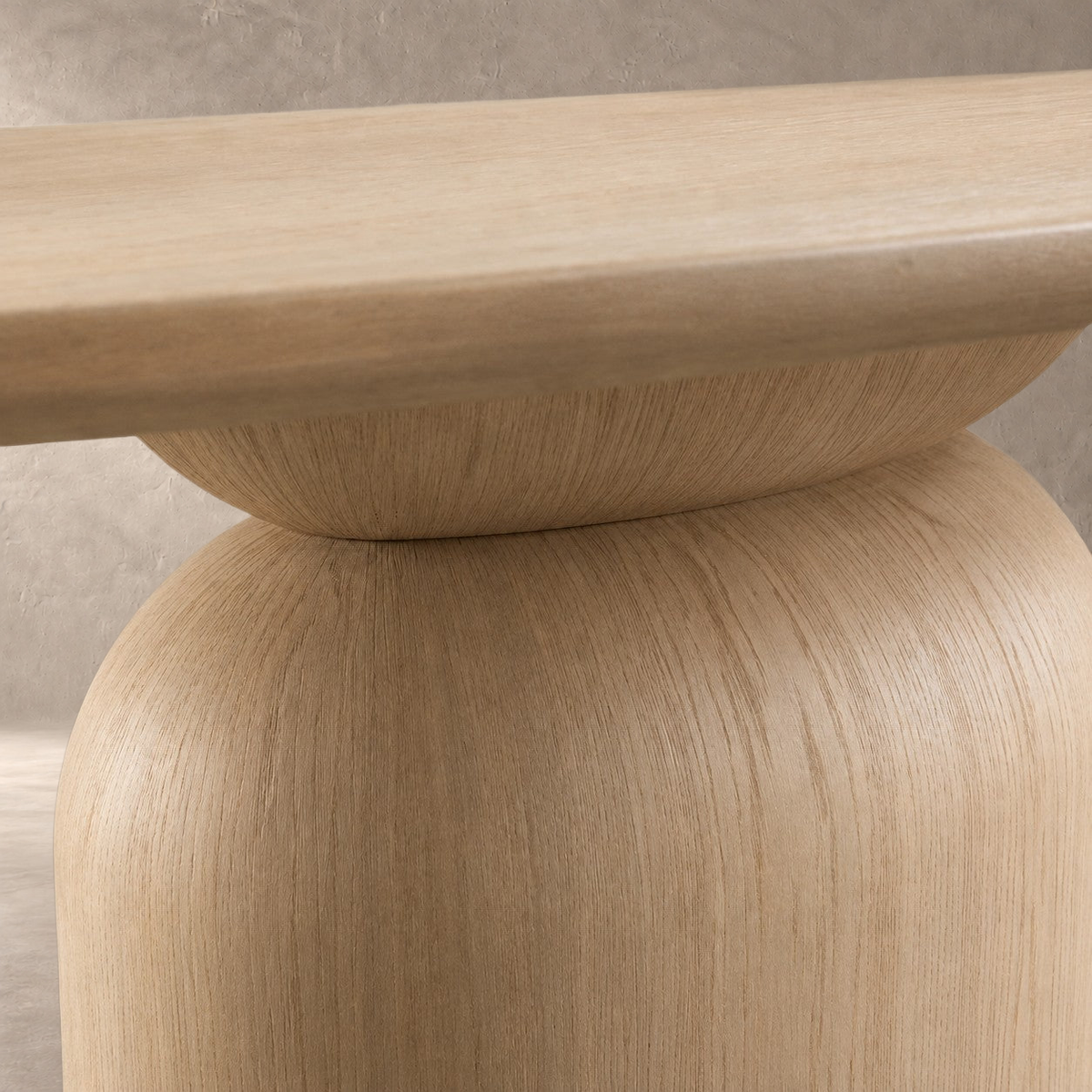 Hand-Sculpted Modern Oval Oak Dining Table