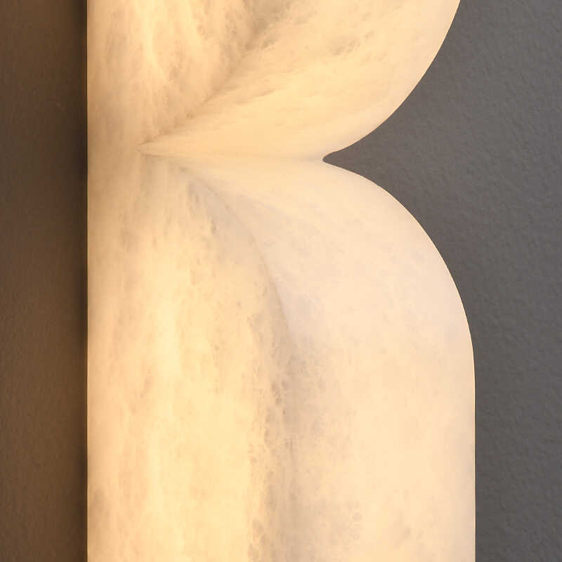 Modern Luxe Brass Natural Alabaster Wall Sconce for Entryway