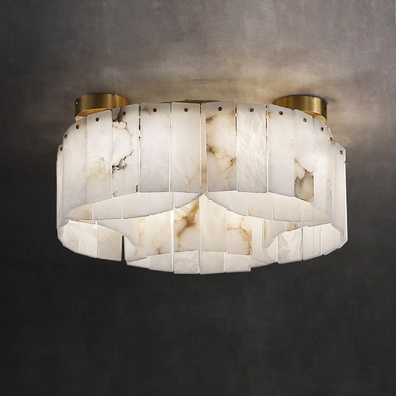 Contemporary Alabaster Flush Mount Ceiling Lamp with Warm White Glow