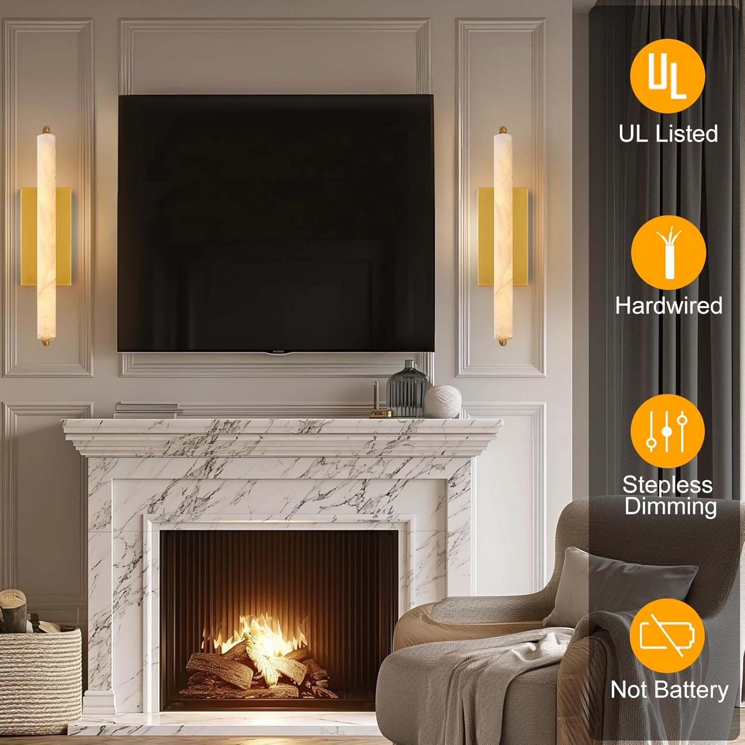 Elegant Alabaster Handcrafted Wall Sconce