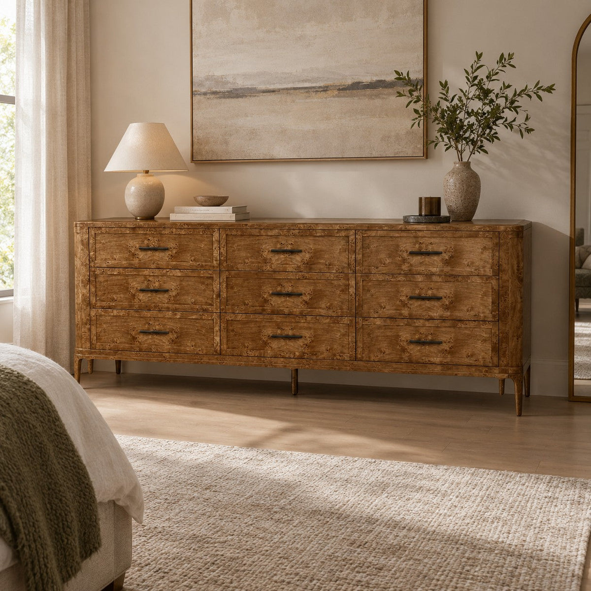 Wood and Antique Brass Bedroom Clothing Storage