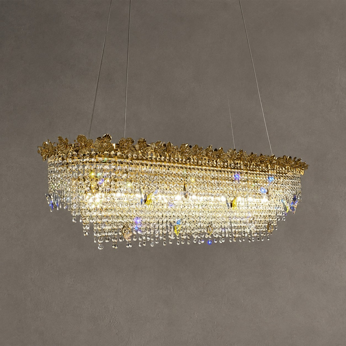 New Modern Luxury Rectangle Art Design Butterfly Crystal Chandelier for Kitchen Island/Dining Area