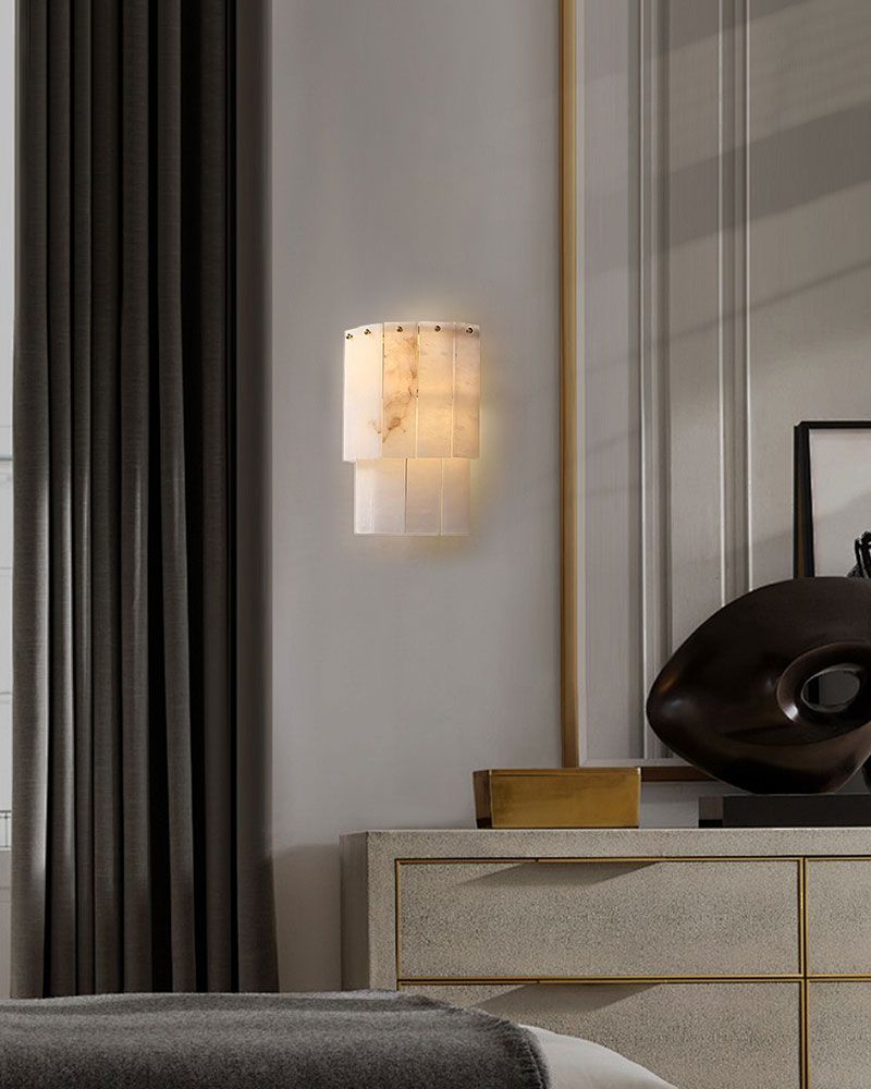 Modern White Alabaster Shade Multi-Layer Rectangle Chandelier