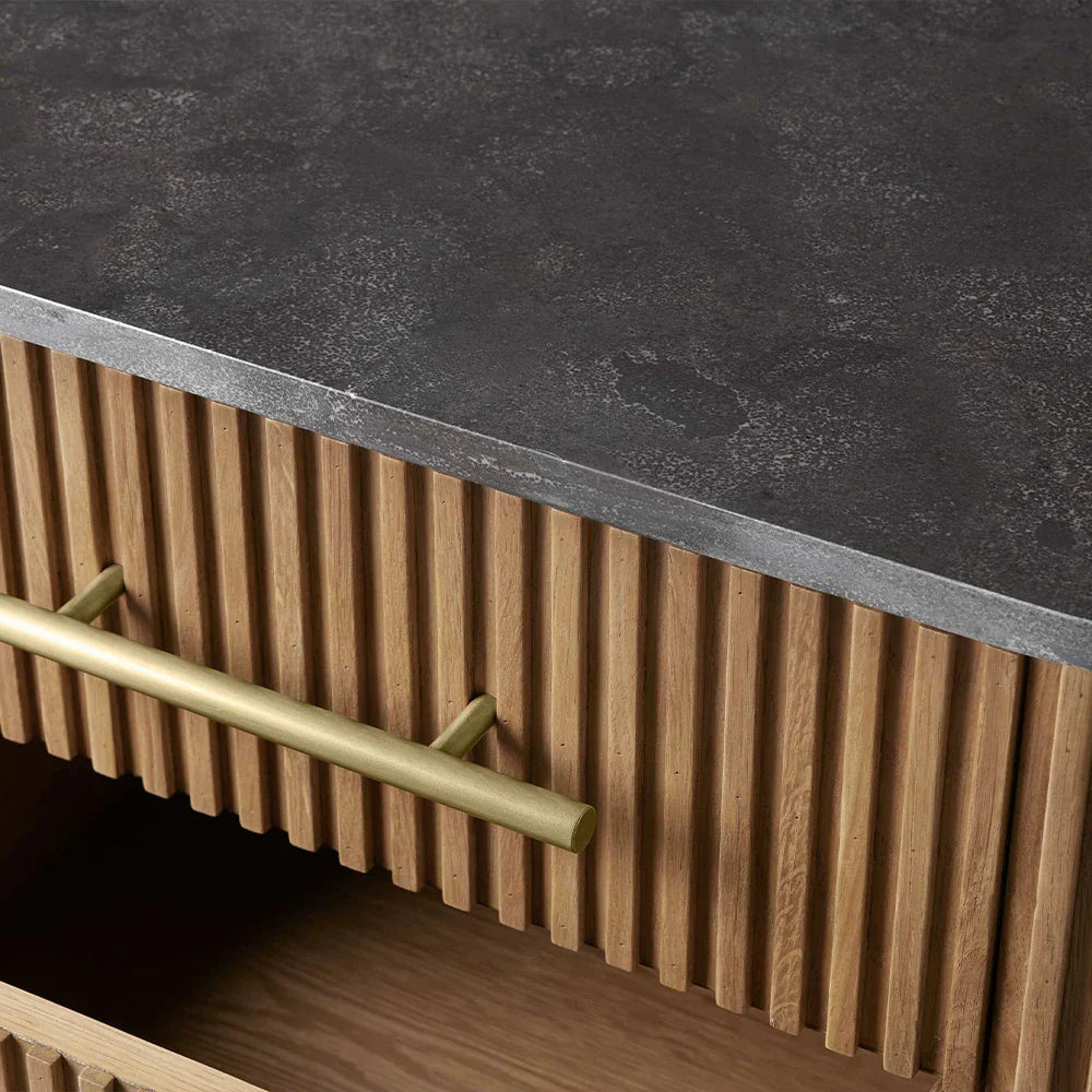 Double Drawer Bedside Chest with Stone Top