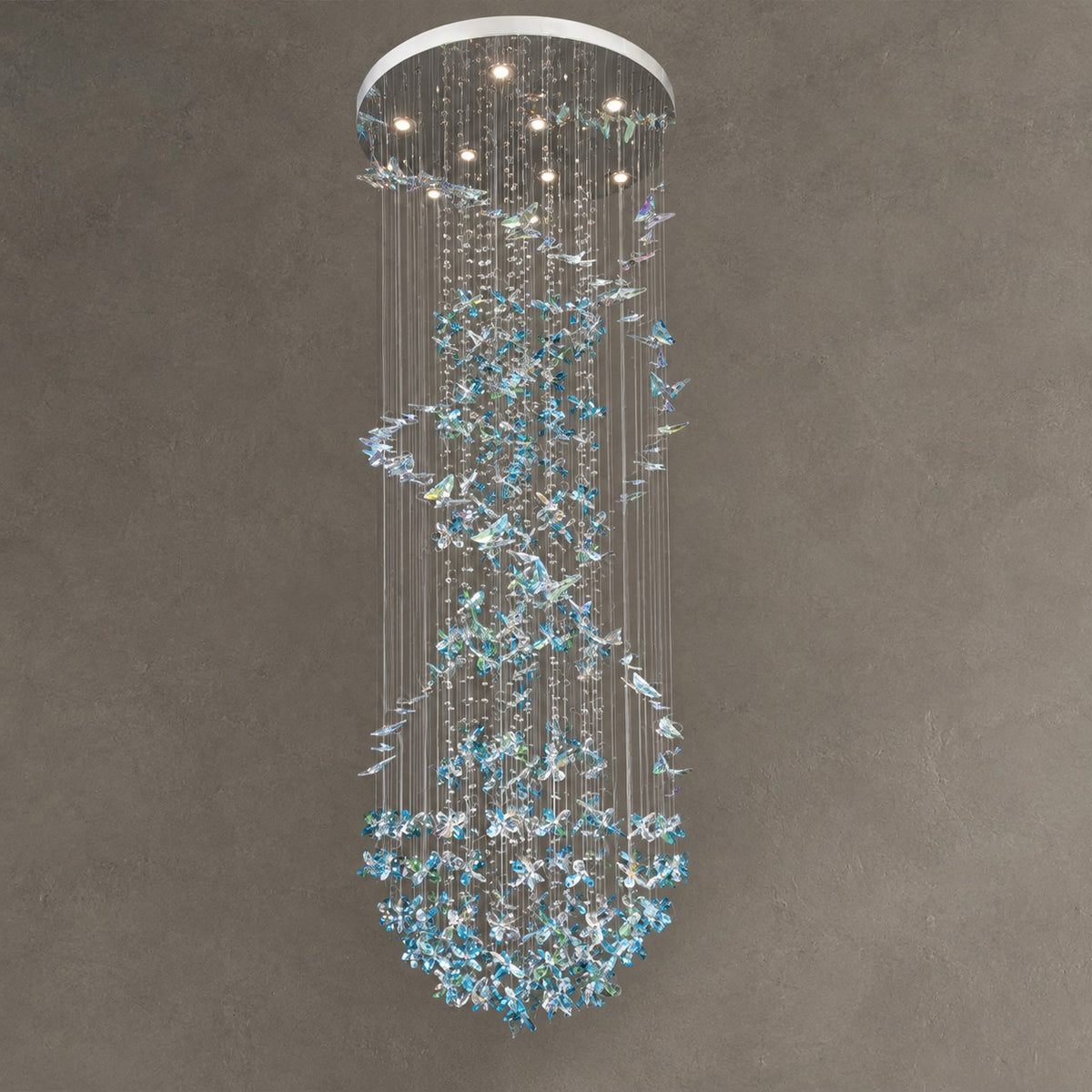 Modern Floating Blue Butterfly Crystal Chandelier for Living Room/Staircase/Foyer