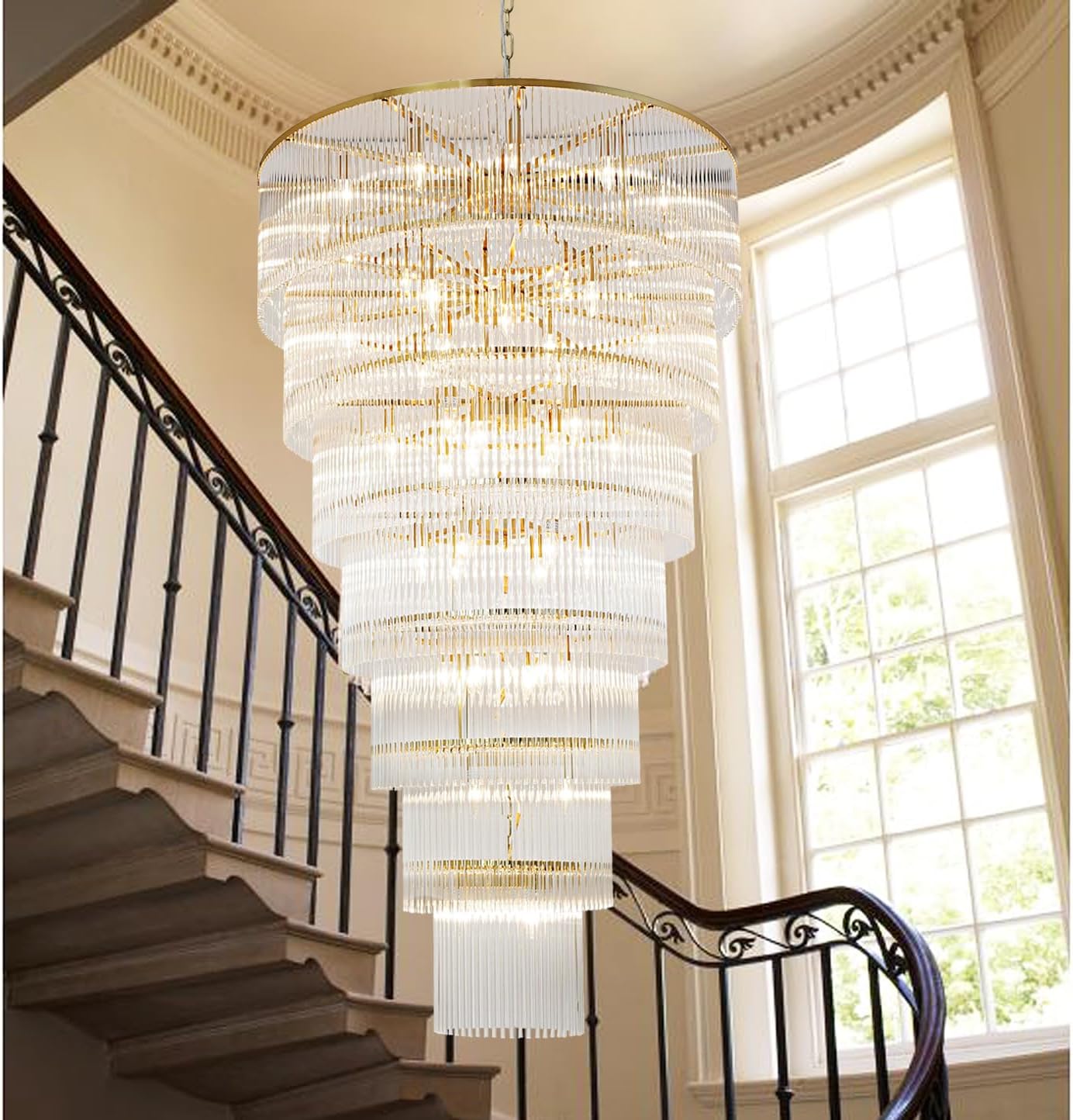 Extra Large Long Brass Chandelier