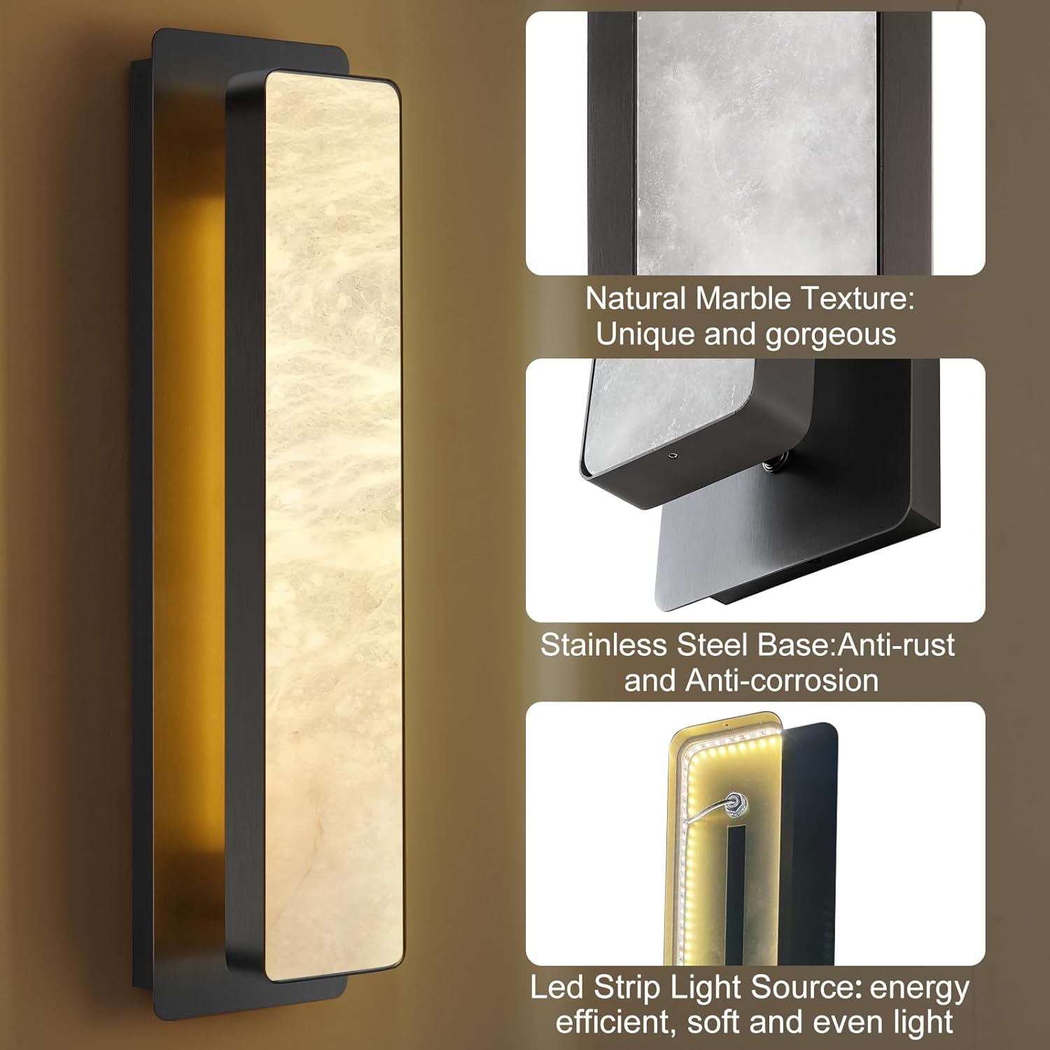 Elegant Montreux AlabasterMarble Wall Lamp with LED