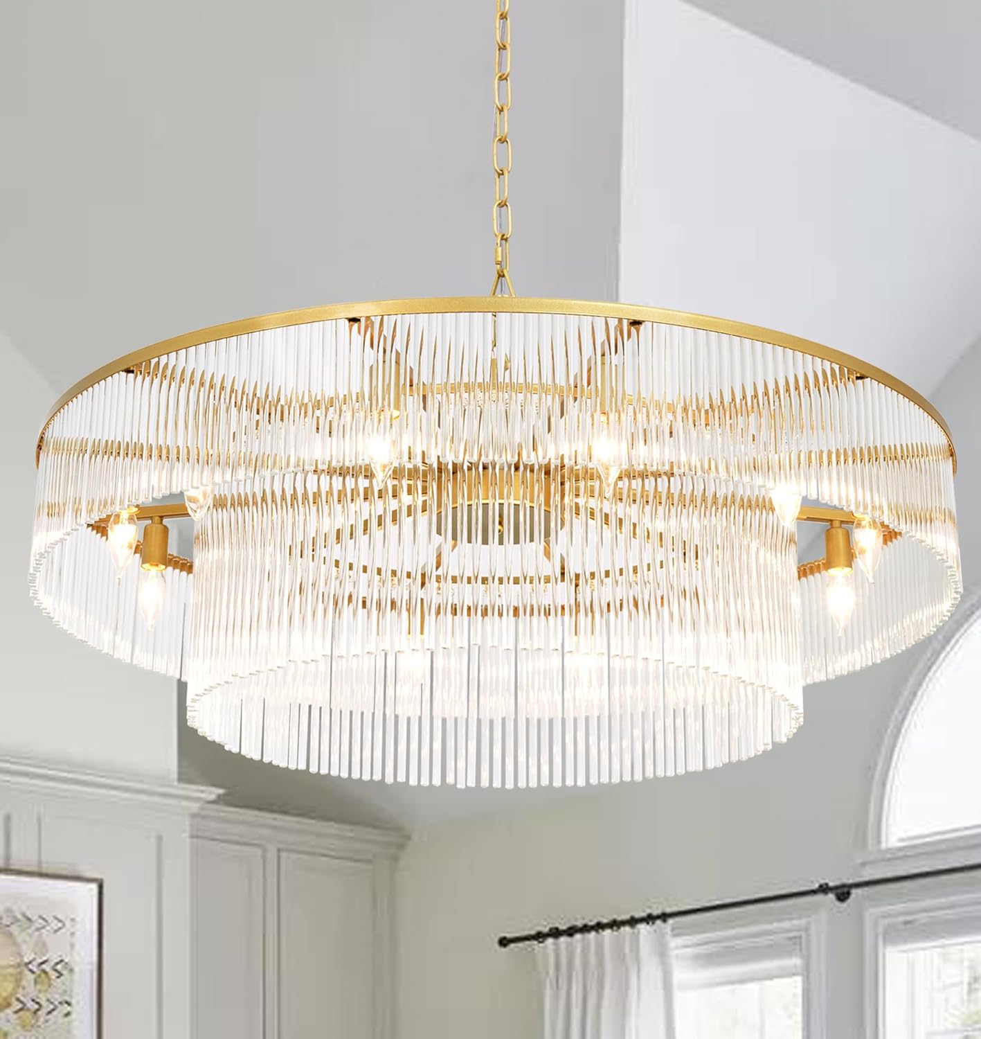 Extra Large Long Brass Chandelier