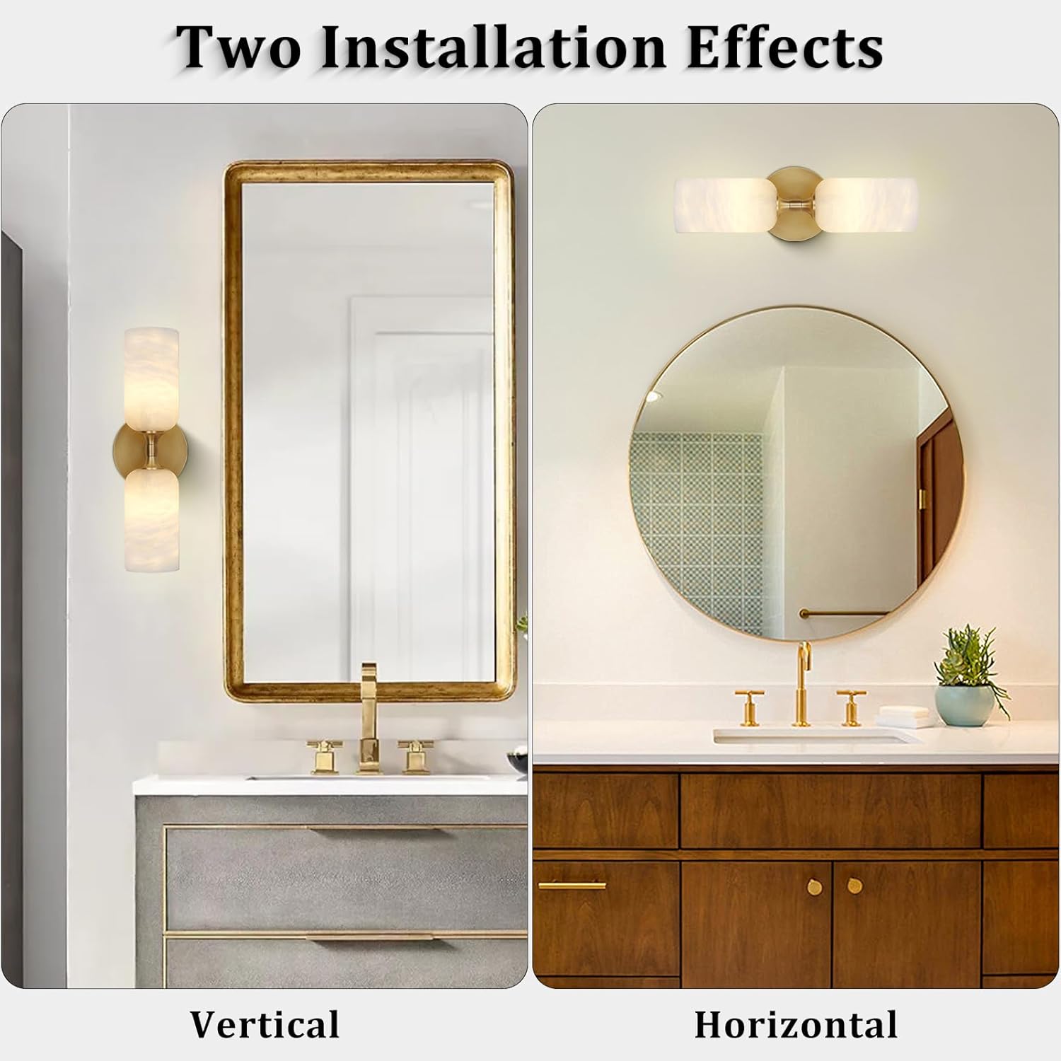 Elegant Alabaster Wall Sconce with Brass Finish 14in