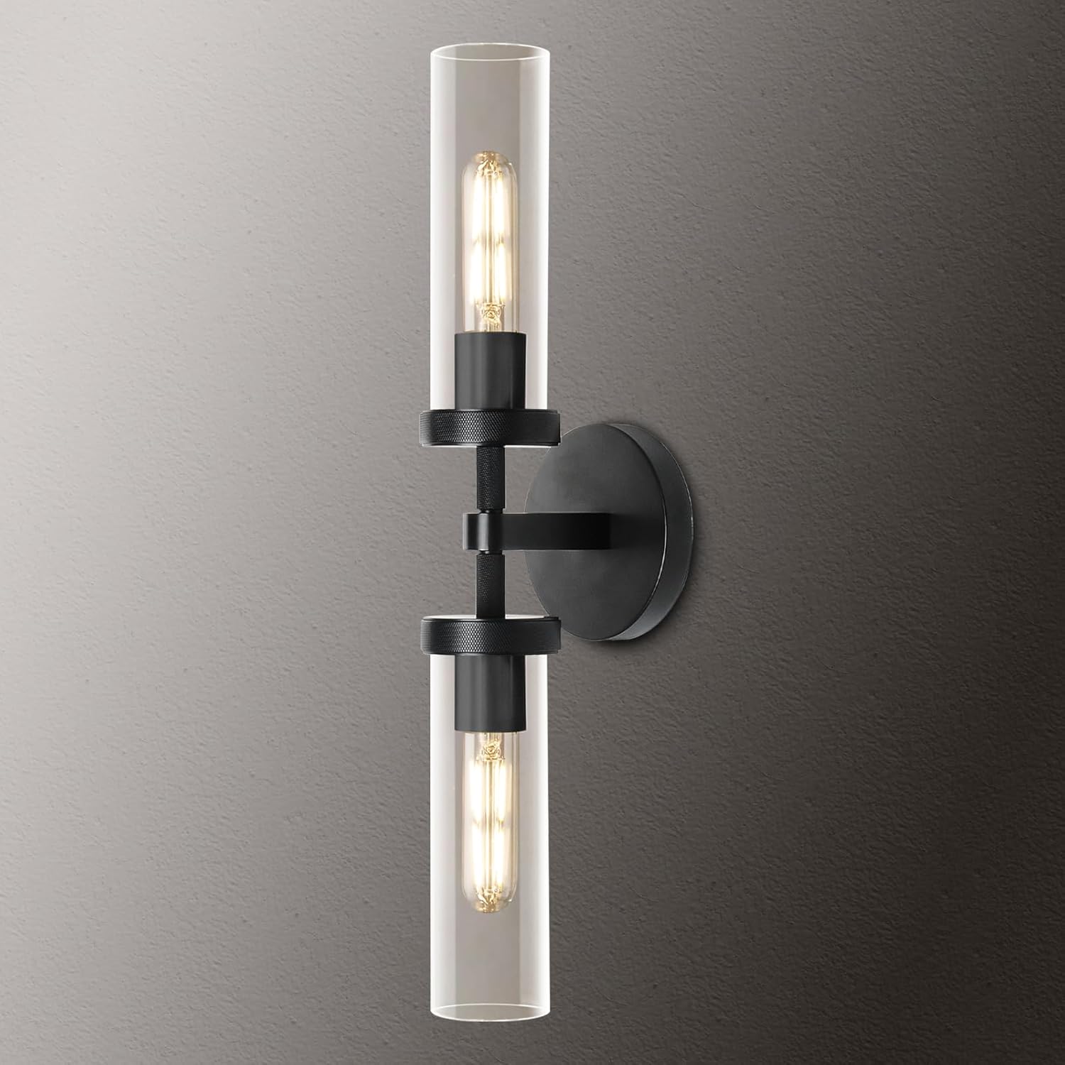 Lambert Round Linear Short Wall Sconce Brass Black Nickel