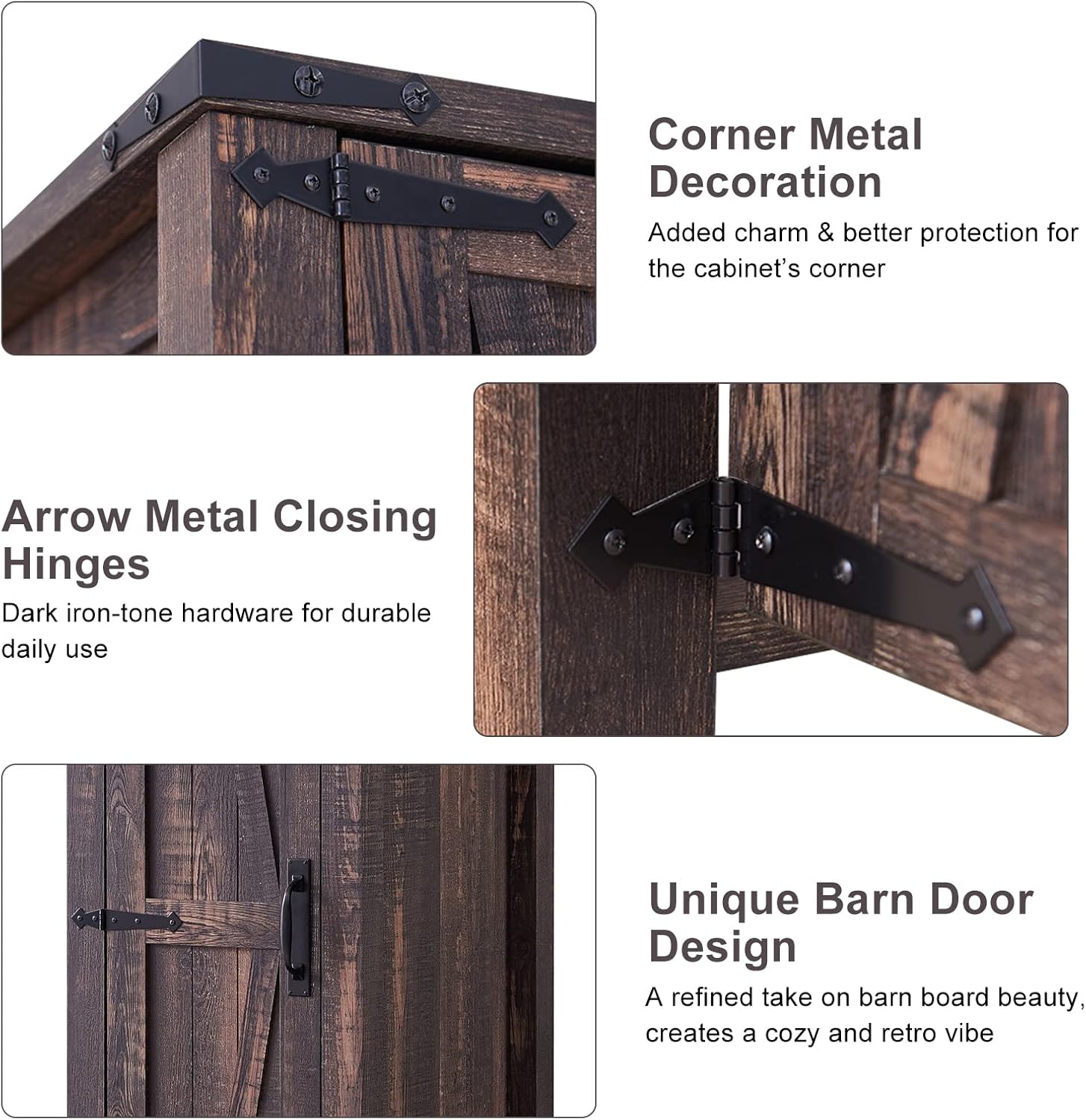 32" Farmhouse Armoire Adjustable Shelves Rustic Pantry with Barn Doors