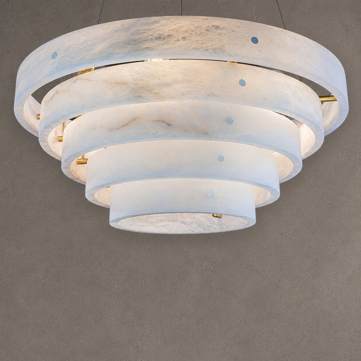 Alabaster Round Suspension Chandelier 52''