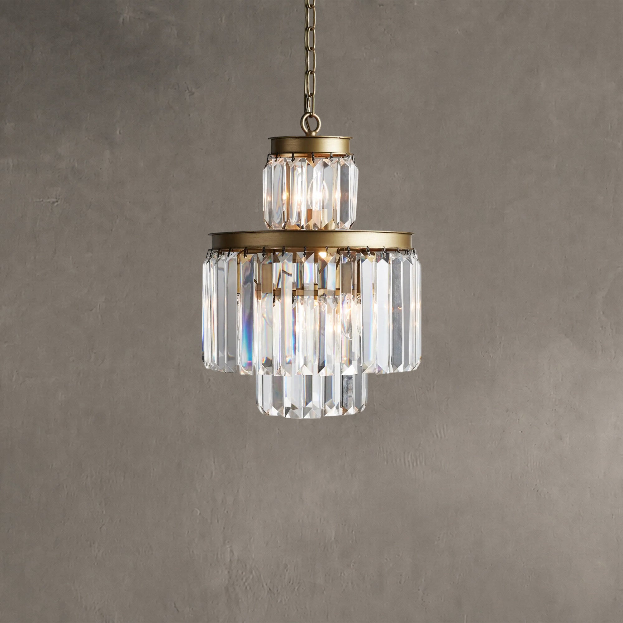 Leyland 6-Light Chandelier Faceted Glass Crystals Rustic Iron Frame