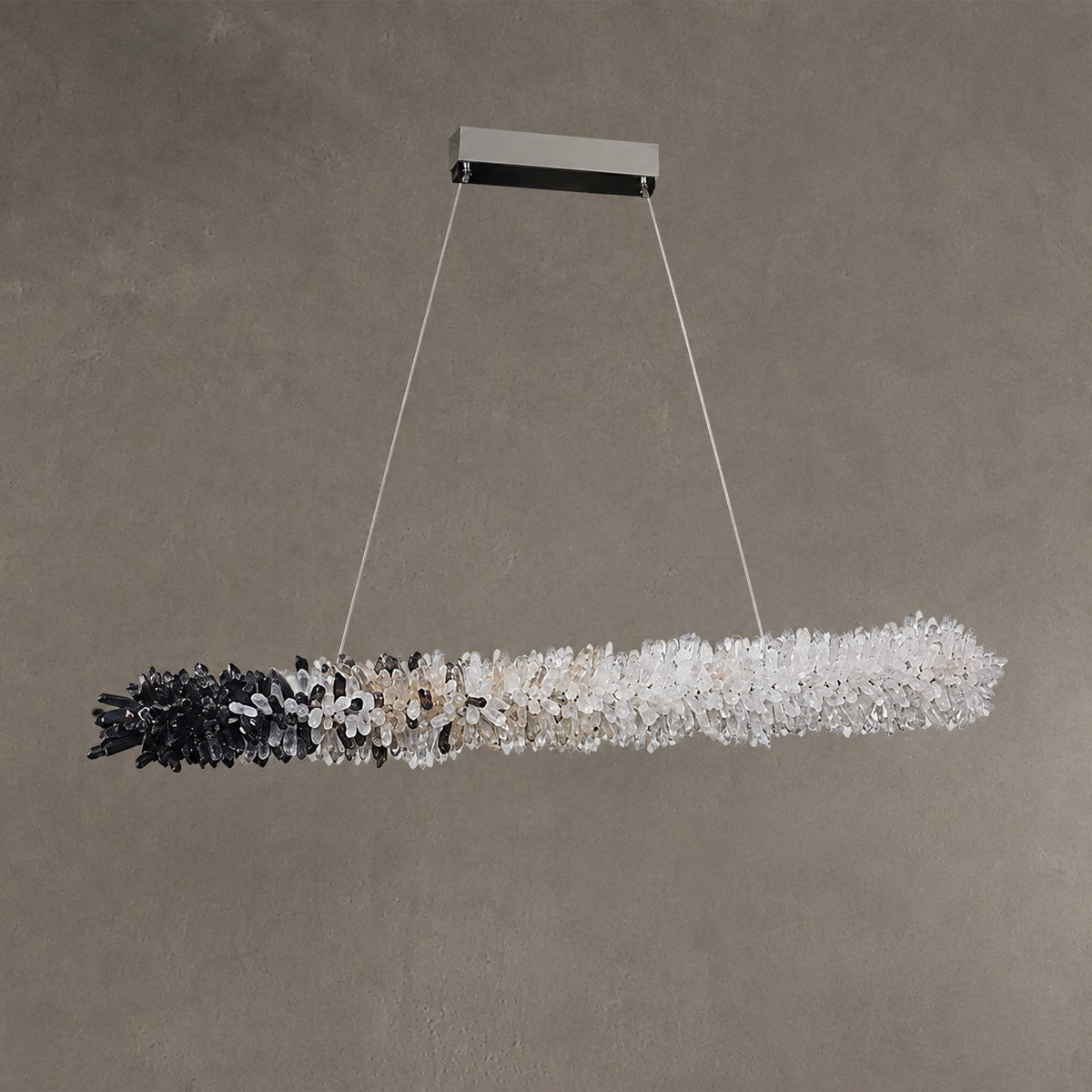 Modern Linear Natural Crystal Stick Chandelier