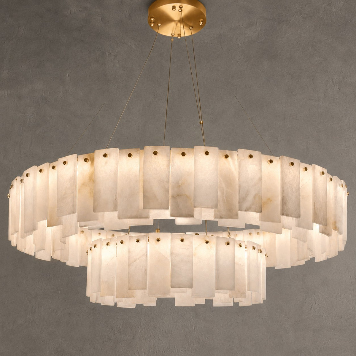 Modern Two-Tier Circular Pendant Chandelier