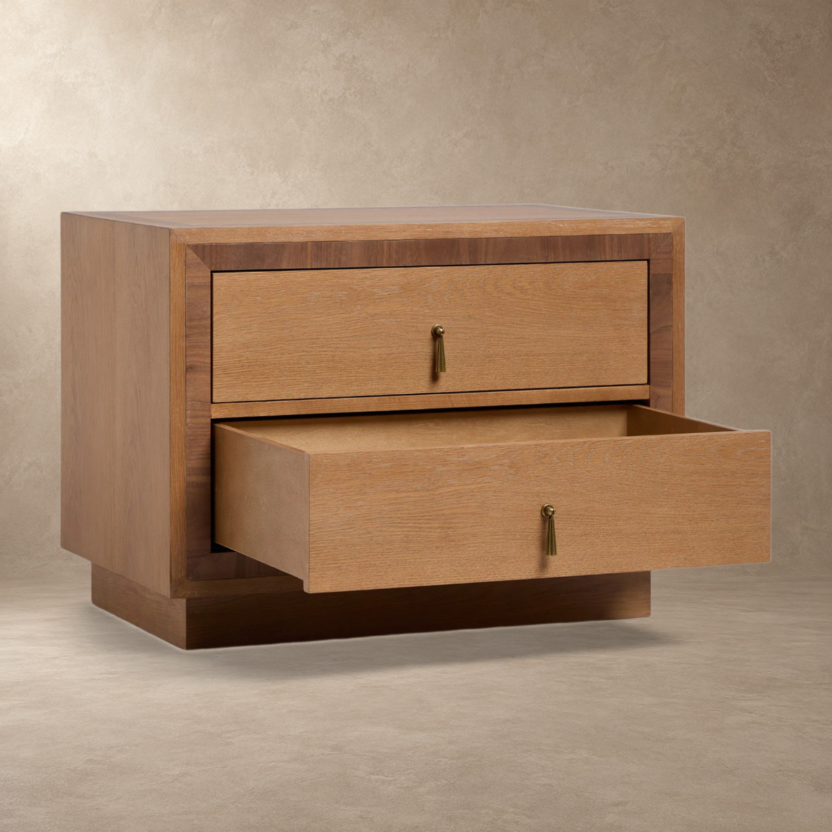 Two-Drawer Oak Bedside Table