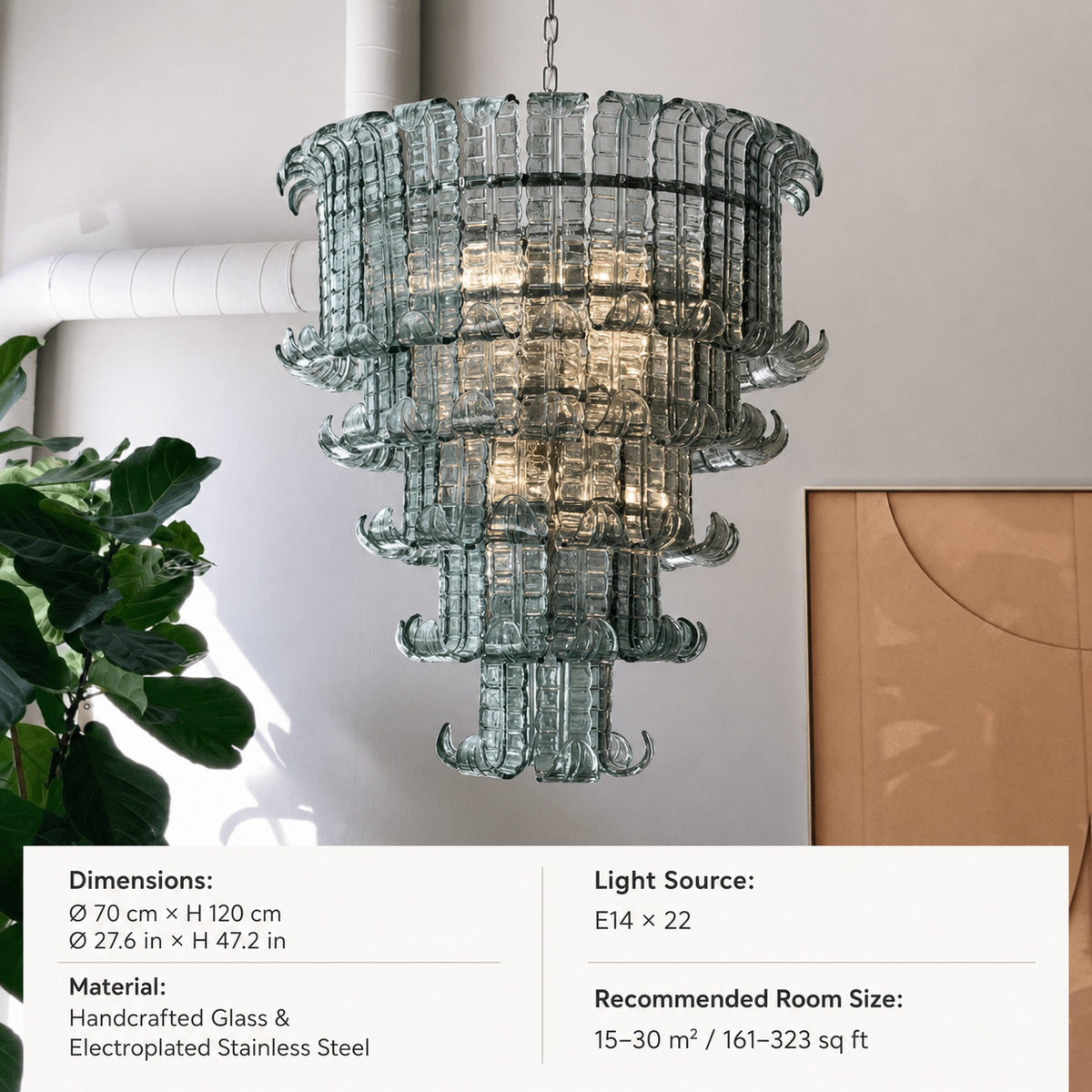 Tiered Chandelier  Murano-Style Glass