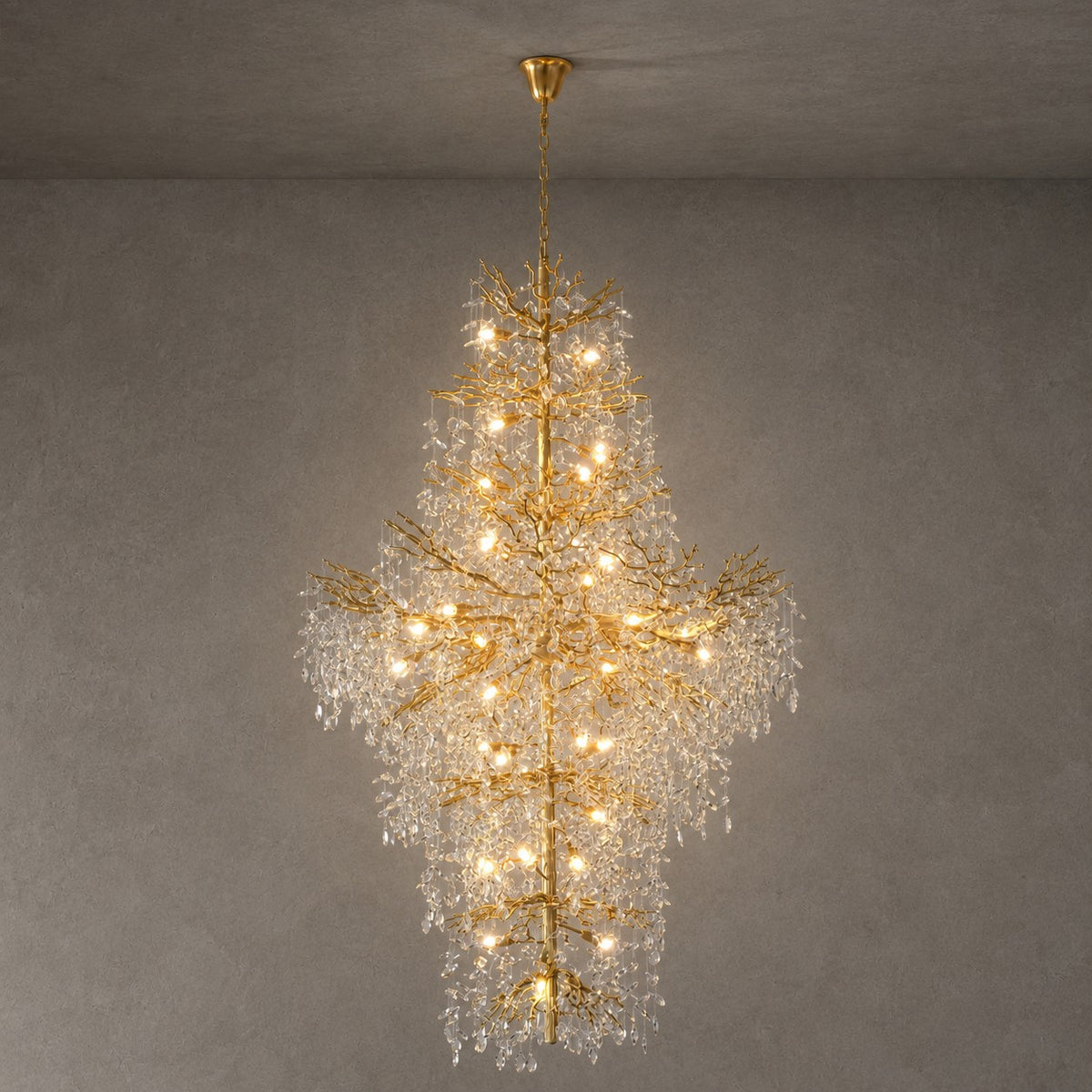 Marquise Double-Layer Branch Staircase Chandelier 2300 - Gold